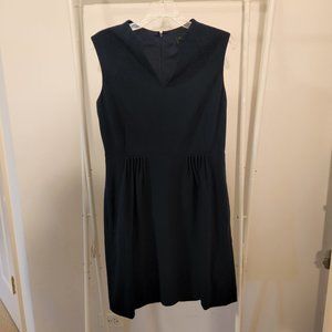 Tahari | Navy Blue Sleeveless Lined Dress with A-Line Ruching Waist Detail, Sz 8